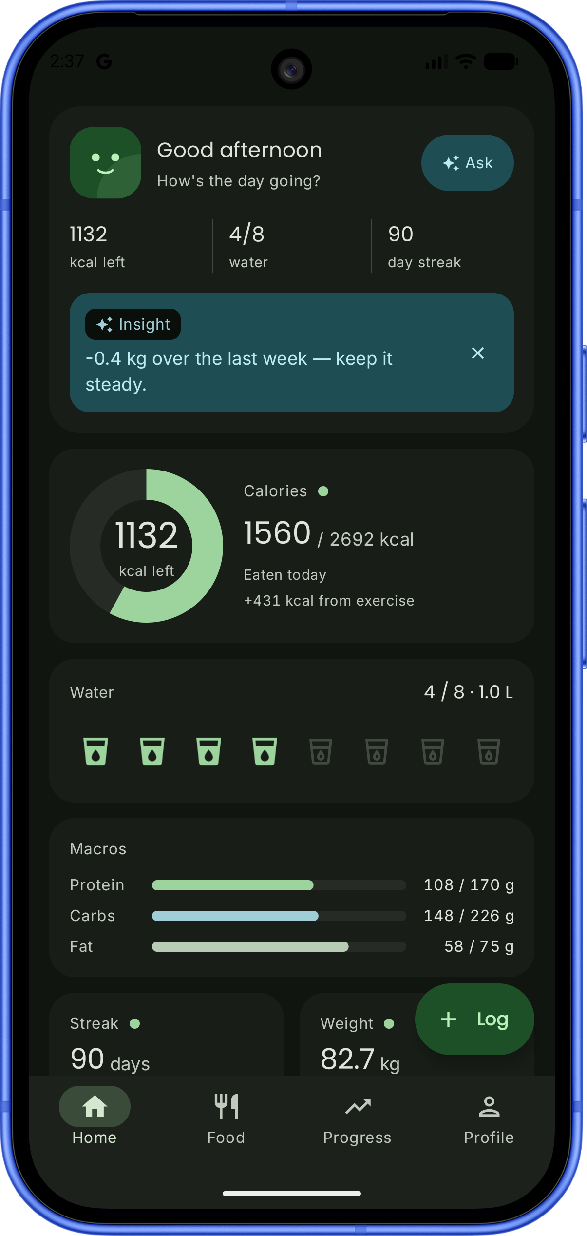 FitPulse Home screen