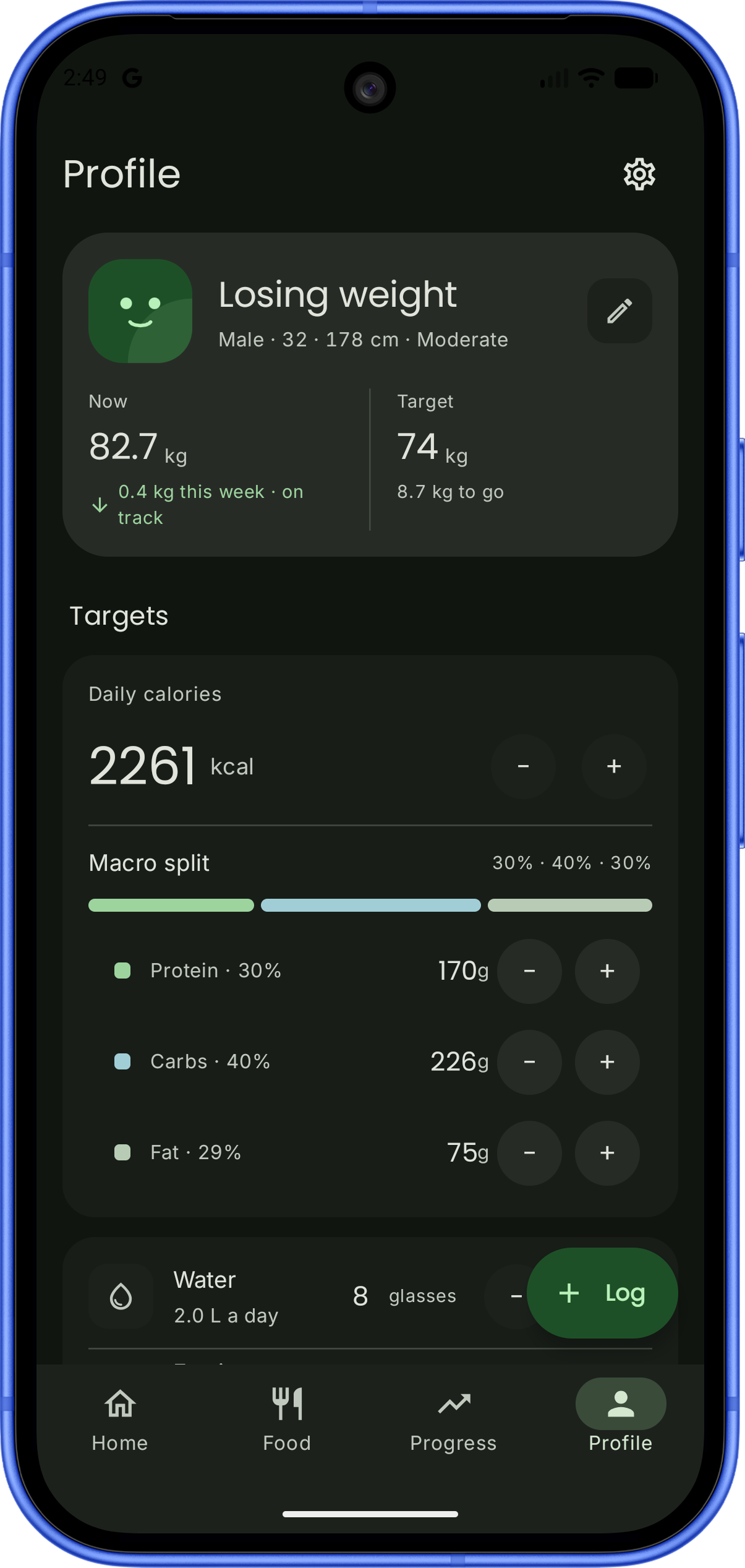 FitPulse Profile tab